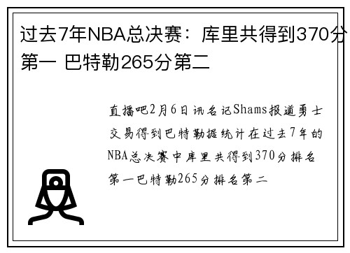 过去7年NBA总决赛：库里共得到370分第一 巴特勒265分第二