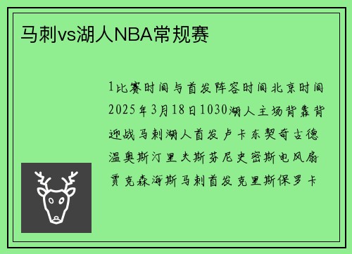 马刺vs湖人NBA常规赛
