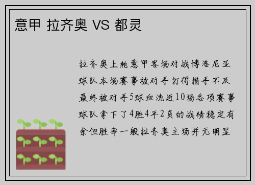 意甲 拉齐奥 VS 都灵